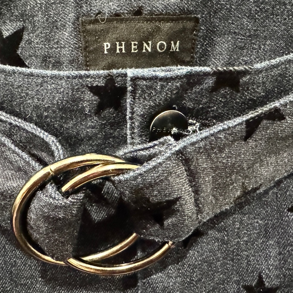 Phenom Los Angeles Men’s Rocker Blue Boot Cut Felt Stars Belt Jeans Waist 38 NWT - Picture 9 of 15